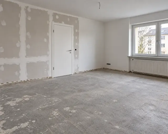 Beispielbild: dieselbe Wand mit eingebauter weißer Tür und Zarge