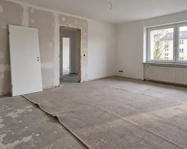 Beispielbild: Türöffnung ohne Zarge, das neue Türblatt lehnt an der Wand